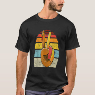 Peace Sign Turkey Hand Thanksgiving Retro Style Wo T-Shirt