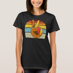 Peace Sign Turkey Hand Thanksgiving Retro Style Wo T-Shirt