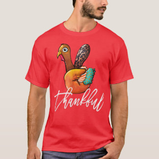 Peace Sign Turkey Thankful Fall Autumn Thanksgivin T-Shirt