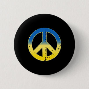 Peace Sign Ukraine Colors Retro Vintage Look - Pea 6 Cm Round Badge