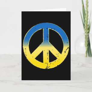 Peace Sign Ukraine Colors Retro Vintage Look - Pea Card