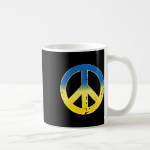 Peace Sign Ukraine Colors Retro Vintage Look - Pea Coffee Mug