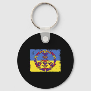 Peace Sign Ukrainian Stand With Ukraine  Key Ring