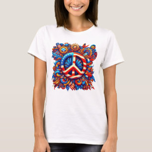 Peace Sign-USA-4th of July-Groovy T-Shirt