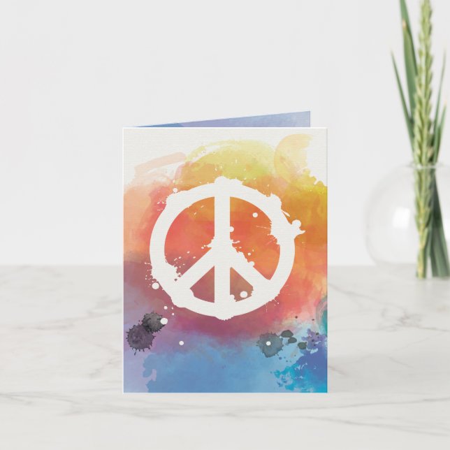 Peace Sign w/ watercolor - small Card (Front)