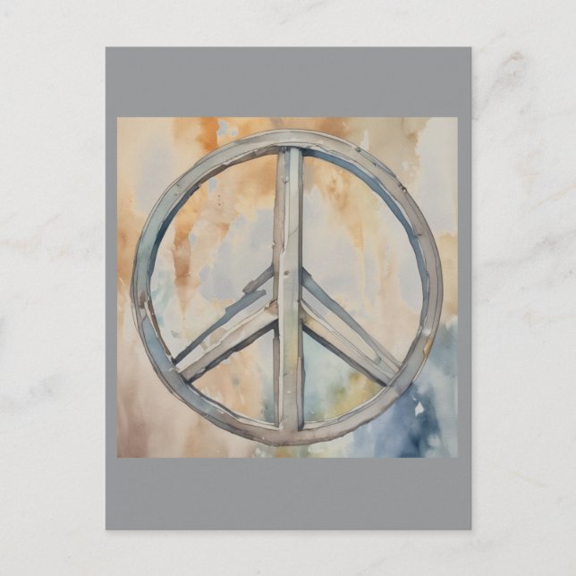 Peace Sign Watercolor Painting Art Postcard (Front)