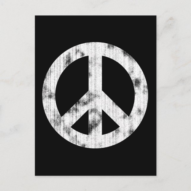 Peace Sign White Distressed Postcard (Front)