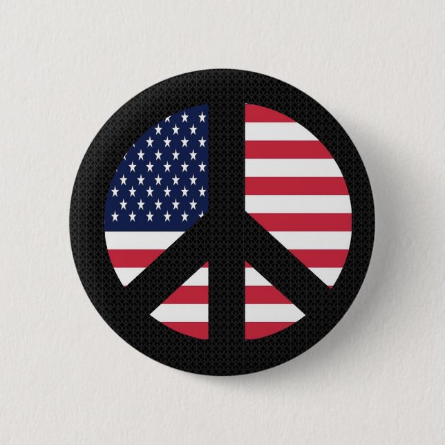 Peace Sign With American Flag 6 Cm Round Badge (Front)