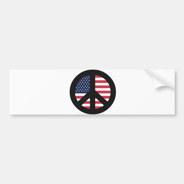 Peace Sign With American Flag Bumper Sticker (Front)