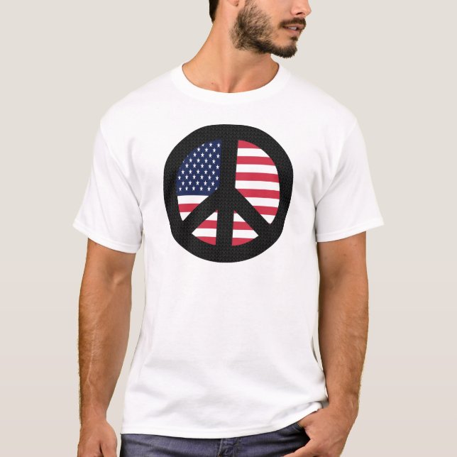 Peace Sign With American Flag T-Shirt (Front)