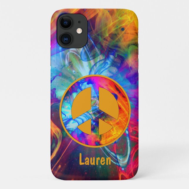 Peace Sign with Bold Colours and Light Streaks Case-Mate iPhone Case (Back)