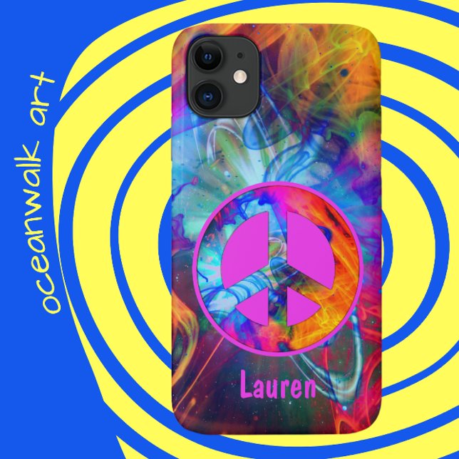 Peace Sign with Bold Colours and Light Streaks Case-Mate iPhone Case (Creator Uploaded)