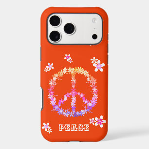 Peace sign with colorful flowers,Personalized  Cas