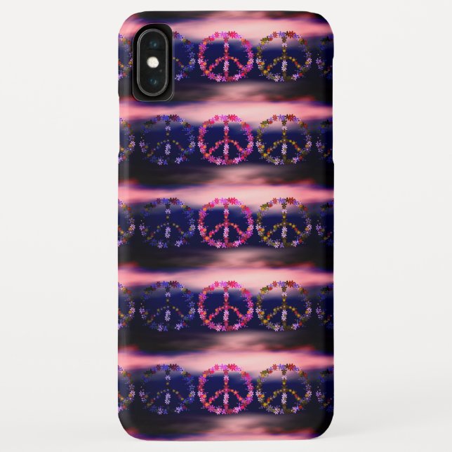 Peace sign with colourful flowers Case-Mate iPhone case (Back)