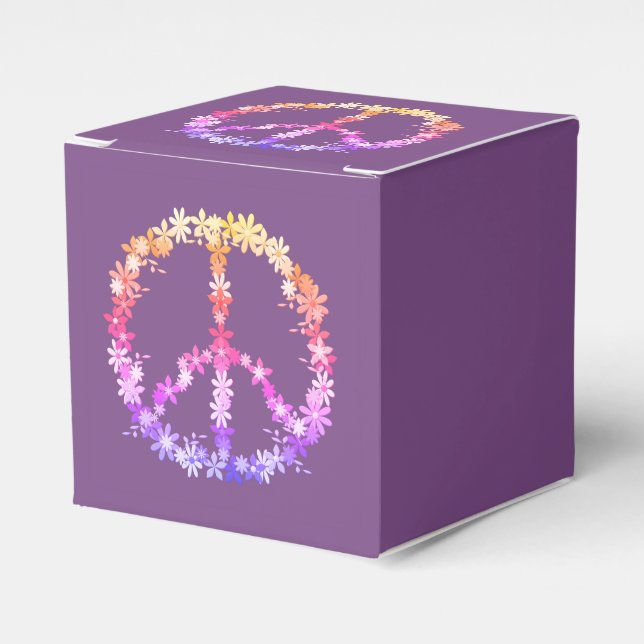 Peace sign with colourful flowers, favour box (Front Side)