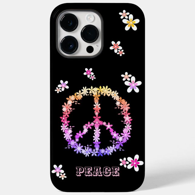 Peace sign with colourful flowers,Personalised  Ca Case-Mate iPhone Case (Back)