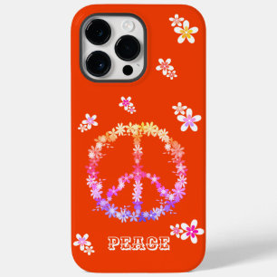 Peace sign with colourful flowers,Personalised  Ca Case-Mate iPhone 14 Pro Max Case