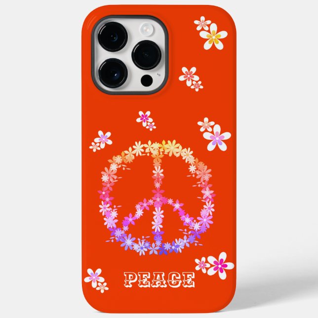 Peace sign with colourful flowers,Personalised  Ca Case-Mate iPhone Case (Back)