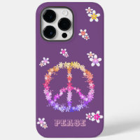 Peace sign with colourful flowers,Personalised