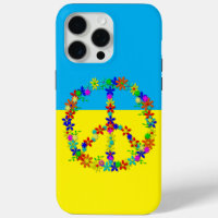 Peace sign with flowers,ukrainian flag