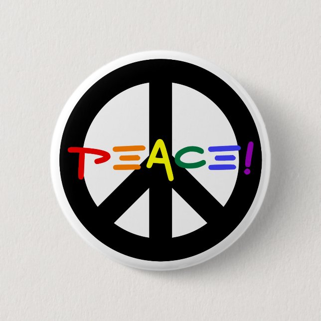 Peace Sign with Rainbow 6 Cm Round Badge (Front)