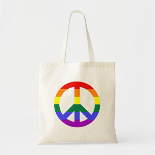 Peace Sign with Rainbow Stripes Tote Bag