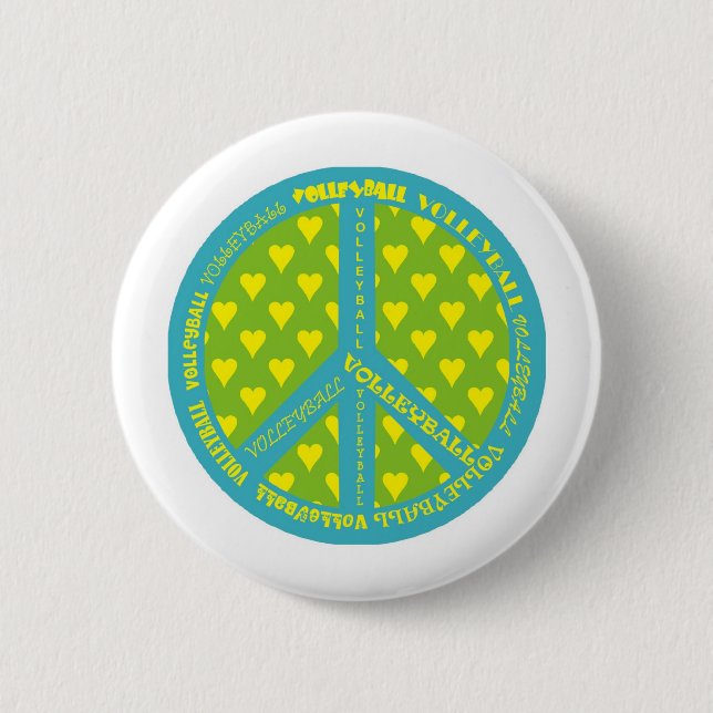 Peace Sign with Volleyball in Frame 6 Cm Round Badge (Front)