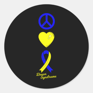 Peace Sign World Down Syndrome Day Women Kids Classic Round Sticker