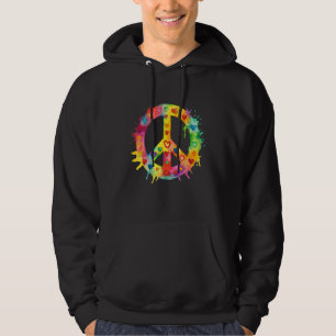 Peace Sign World Love Flowers Hippie Groovy Vibes  Hoodie