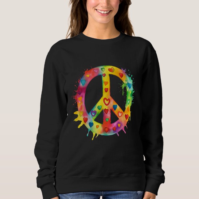 Peace Sign World Love Flowers Hippie Groovy Vibes  Sweatshirt (Front)