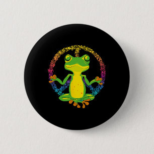 Peace Sign Yoga Frogs Cool Peace Frog Tie Dye 6 Cm Round Badge