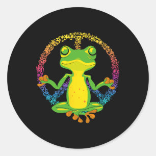 Peace Sign Yoga Frogs Cool Peace Frog Tie Dye  Classic Round Sticker