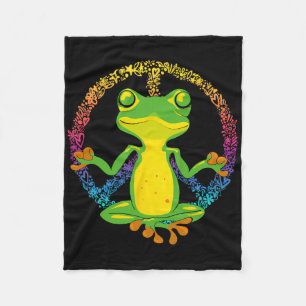 Peace Sign Yoga Frogs Cool Peace Frog Tie Dye  Fleece Blanket