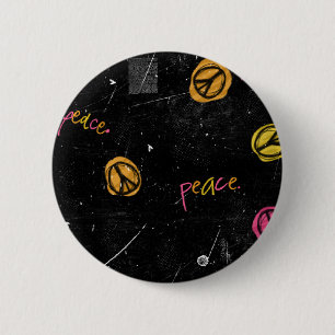 PEACE SIGNS 6 CM ROUND BADGE