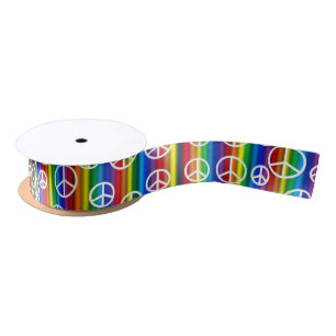Peace Signs Bubbles Ribbon Satin Ribbon