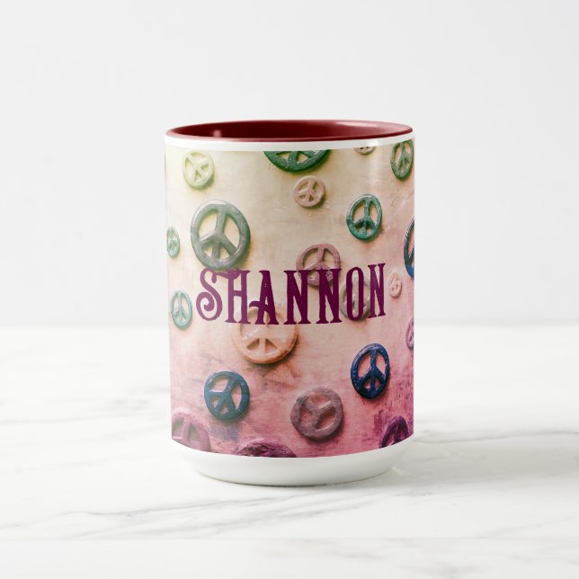 Peace Signs Custom Name Mug (Center)