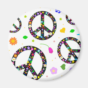 Peace Signs & Flowers Magnet