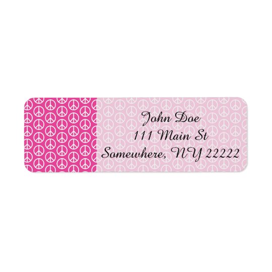 Peace Signs on Bright Pink Return Address Label