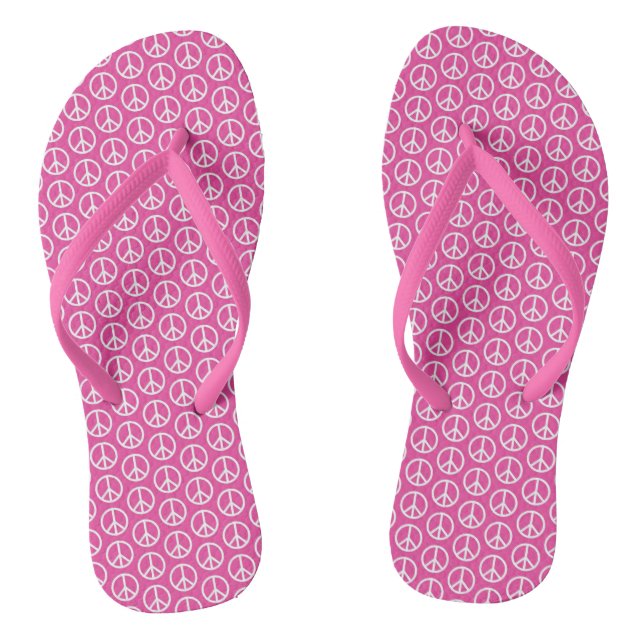 Peace Signs on Bright Pink Thongs (Footbed)