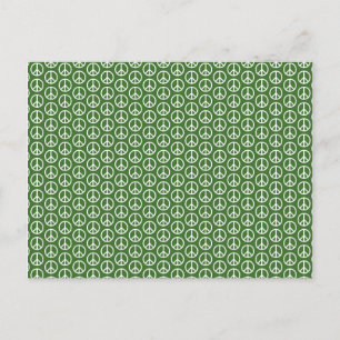Peace Signs on Holiday Pine Green Postcard