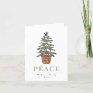 Peace Simple Christmas Evergreen Tree Holiday Card