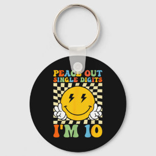 Peace Single Digits Im 10 Smile Face Birthday Girl Key Ring