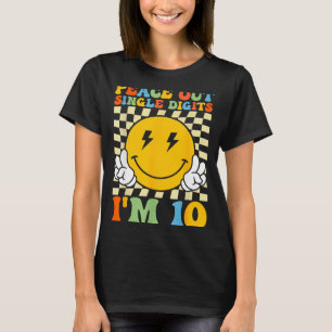 Peace Single Digits Im 10 Smile Face Birthday Girl T-Shirt