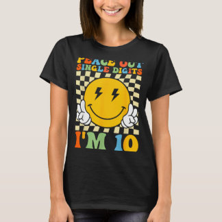 Peace Single Digits Im 10 Smile Face Birthday Girl T-Shirt