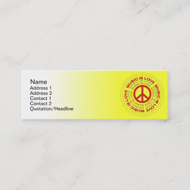 Peace  - Skinny Mini Business Card (Front)