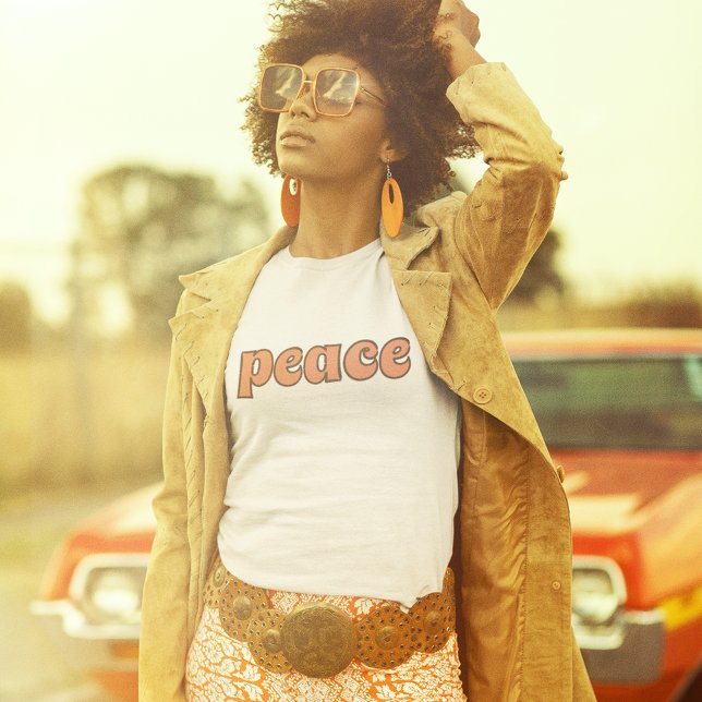 Peace Slogan Orange Letters Vintage Style T-Shirt (Creator Uploaded)