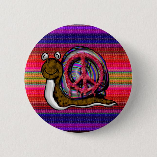 peace snail 6 cm round badge (Front)