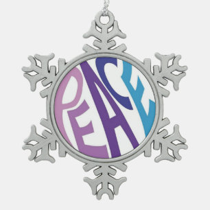 PEACE SNOWFLAKE PEWTER CHRISTMAS ORNAMENT