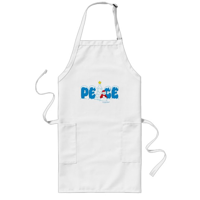 Peace Snowman Screwball Graphics Long Apron (Front)