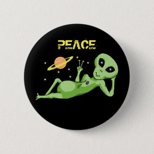 Peace Space Alien Button